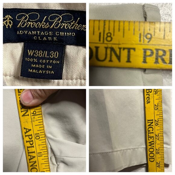 Brooks Brothers Men Advantage Chino Dress Pants W38/L30 Beige 100% Cotton Beige - Picture 9 of 16